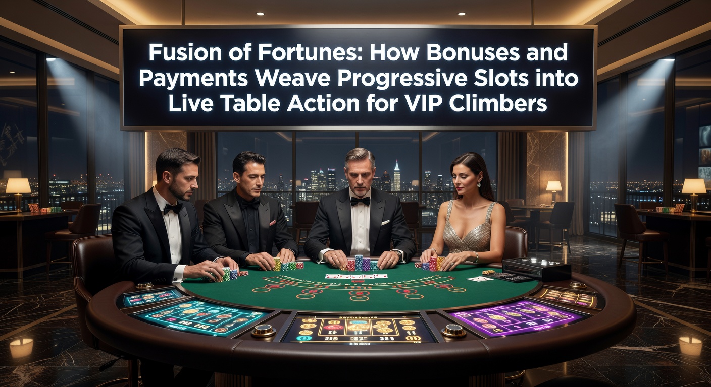 Vibrant casino floor blending glowing progressive slot machines with elegant live blackjack tables, VIP players engaging seamlessly across both
