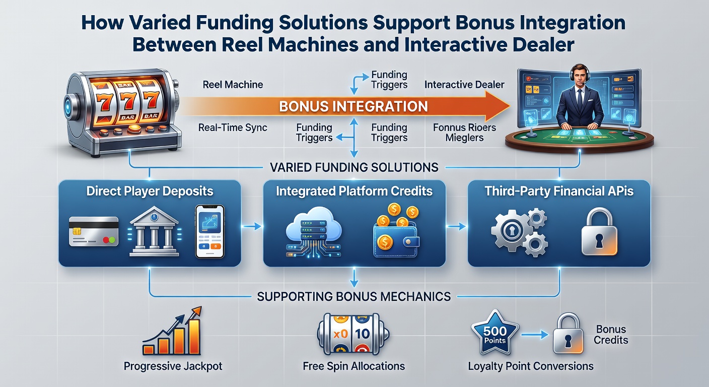Diagram showing bonus flow from reel machines to live dealer sessions via different payment channels