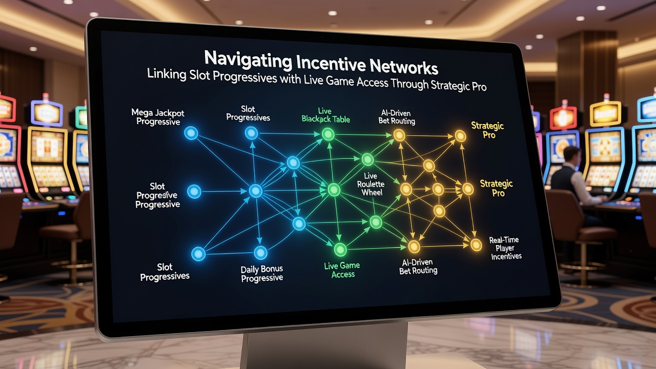 Diagram illustrating how strategic promotions route slot progressive contributions into live game access credits
